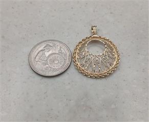 14K Yellow Gold Filigree Rope Pendant 1.7g, 4.5mm Bail, Marked 14K